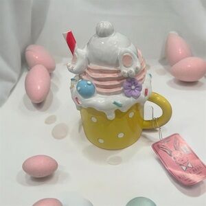 Yellow Polka Dot decor  with Bunny Topper